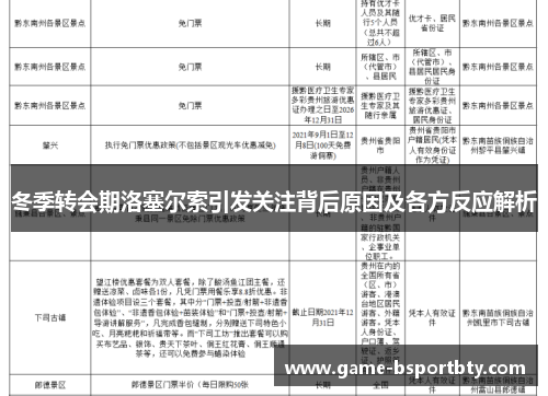 冬季转会期洛塞尔索引发关注背后原因及各方反应解析