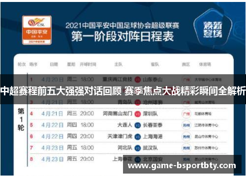 中超赛程前五大强强对话回顾 赛季焦点大战精彩瞬间全解析